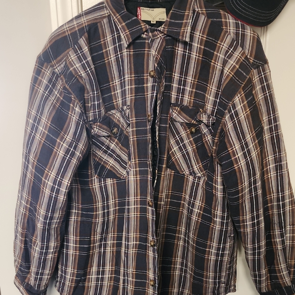 Levis Brown Plaid Button-Up Shirt